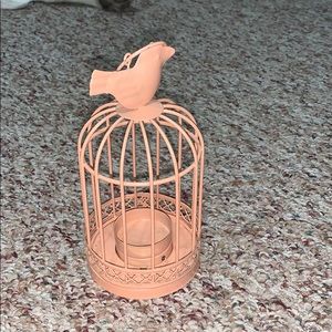 Pink birdcage candle holder with hook